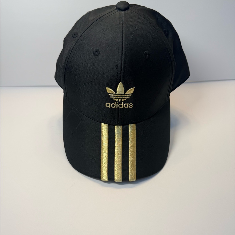Adidas Originals Black Gold Trefoil 3-Stripes Cap H09043 Quilted bold sporty - Picture 3 of 8